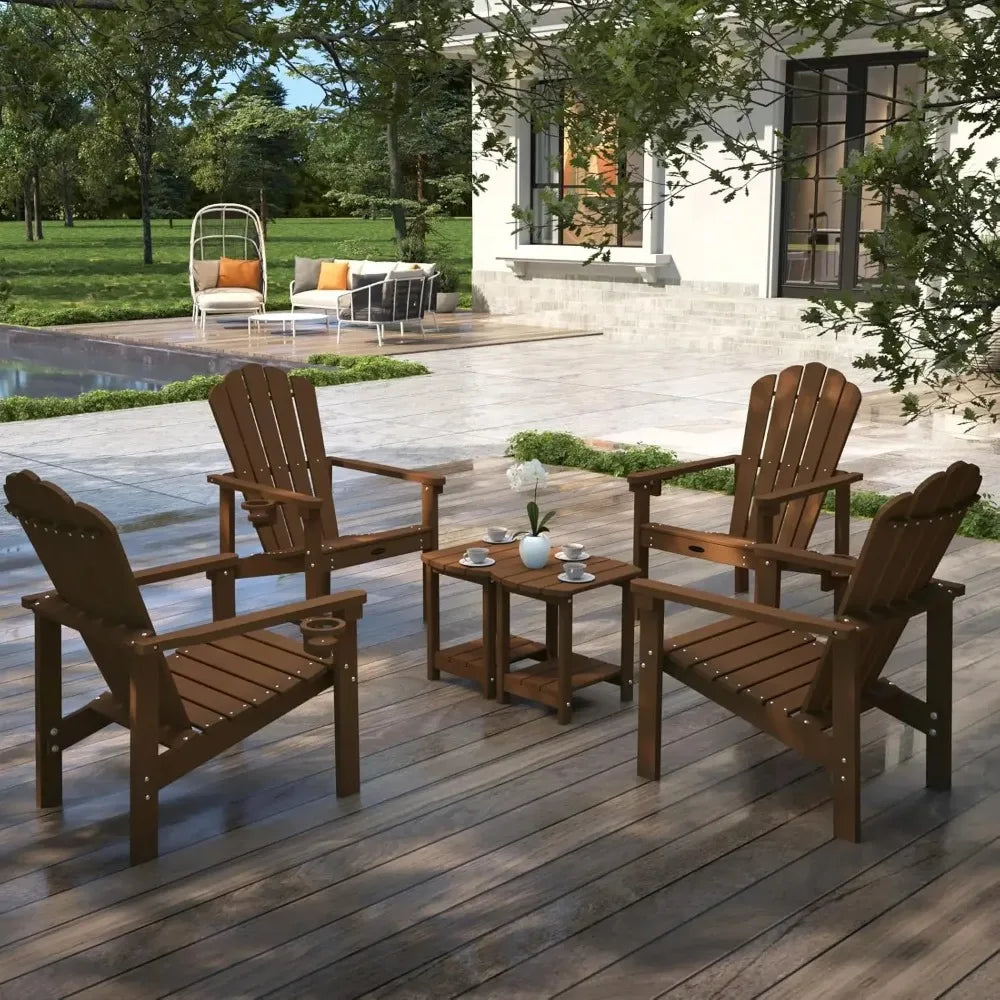 Stackable Adirondack Chair Set of 4, HDPE All-Weather Adirondack Chairs - Durable and Space Saving, Plastic Outdoor, Customized