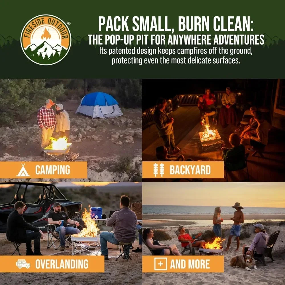 Portable Outdoor Fire Pit for Camping and Backyard Use with Heat Protection