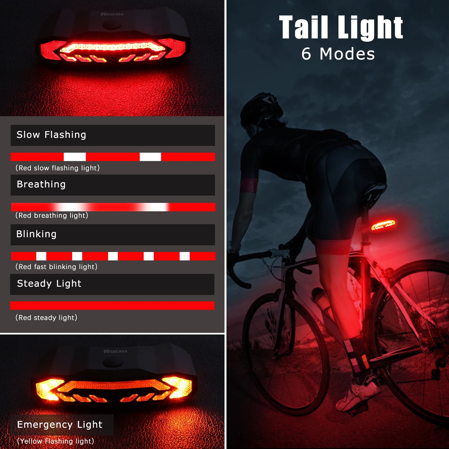 Smart Bike Taillight Bike Anti Theft Alarm Horn With Remote Rechargeable Waterproof Bicycle Rear Lamp With Turn Signals