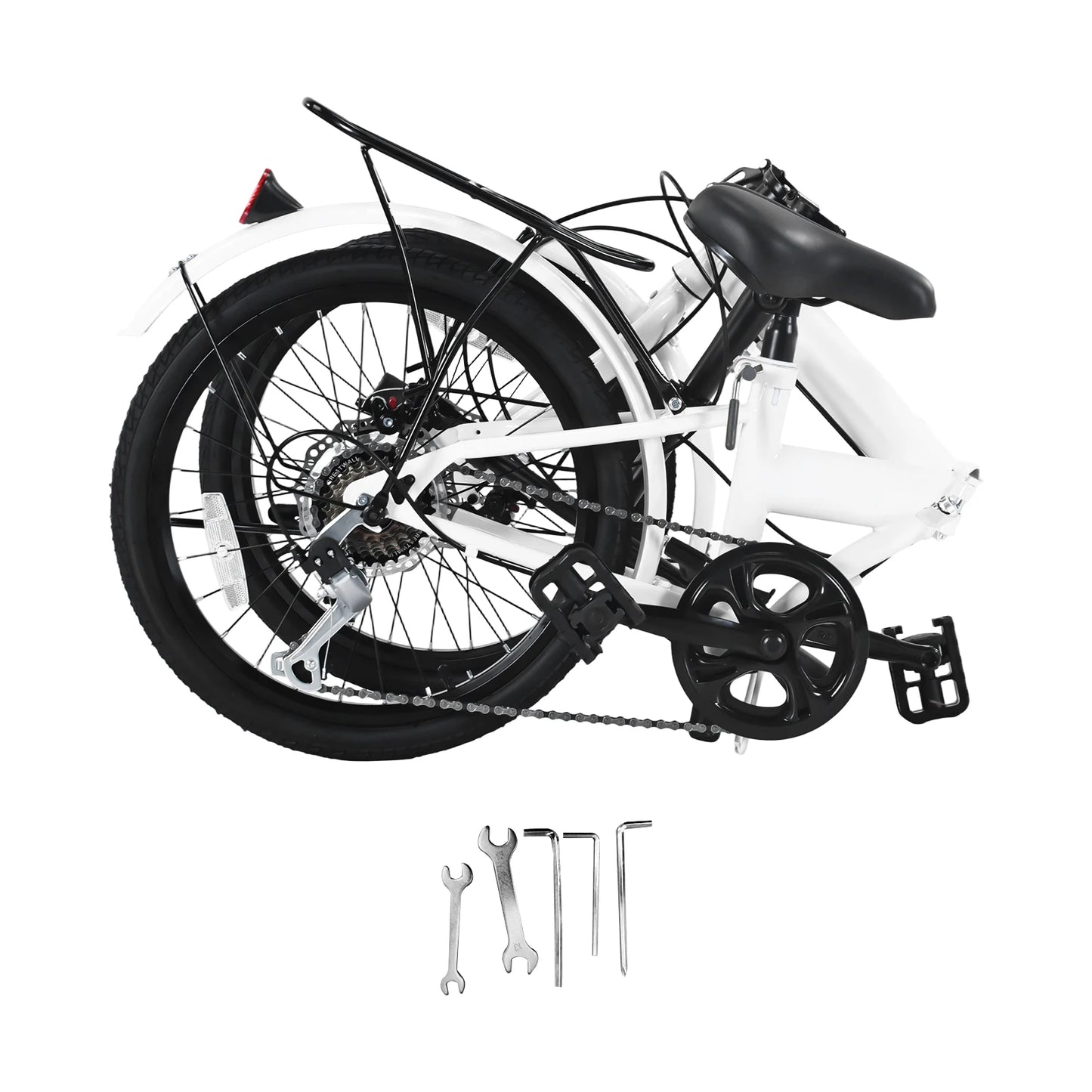 20’’ Foldable Bicycle Mountain Bike with 7 Speed Gears Wheels Easy Folding City Bicycle Adjustable Height for Exercising