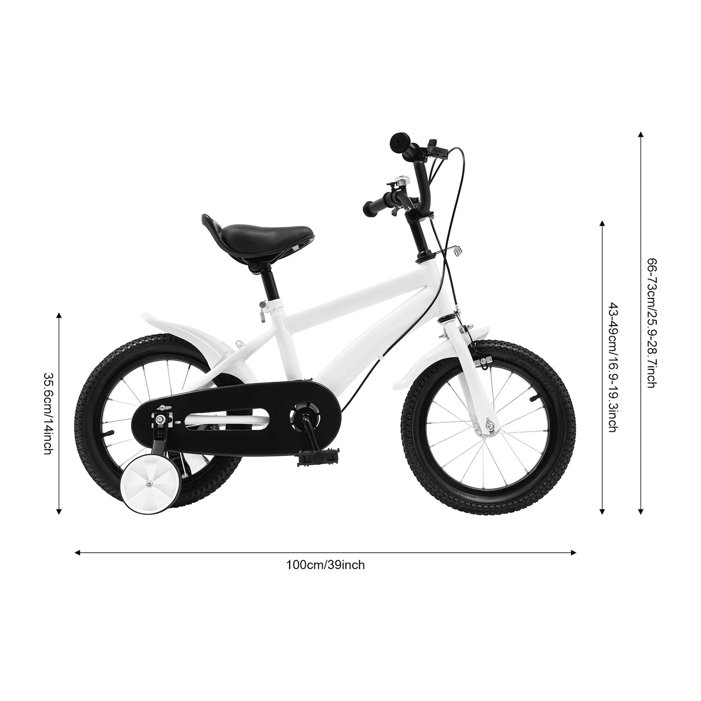 High-Safety Kids Bike 14" - Adjustable Height + Parent Handle + Mudguards (Learning Bicycle Boys/Girls) Yellow/Blue/Red/White