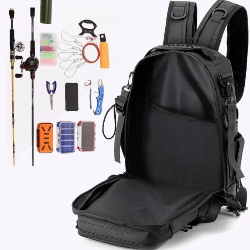Lure bag multi-functional backpack large capacity wear-resistant waterproof hanging position rich outdoor equipment fishing bag