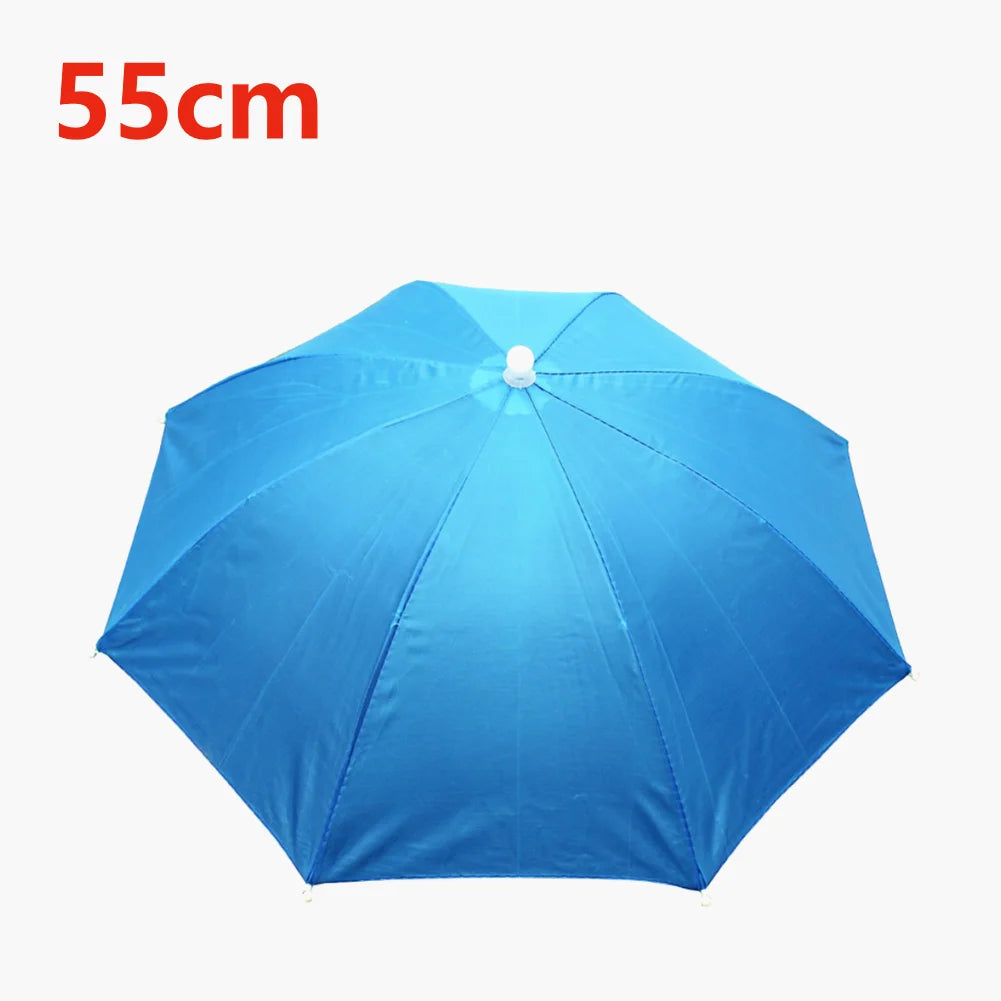 55/69/77/95cm Outdoor Fishing Caps Rain Umbrella Hat Foldable Fishing Sunshade Headwear Cap Waterproof Camping Beach Fishing Hat