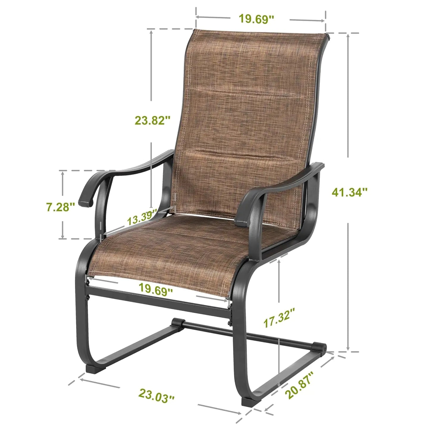 Patio Dining Chairs Set of 2, All Weather Outdoor Padded Textilene Patio Chairs, Breathable Spring Motion Textile, Customized