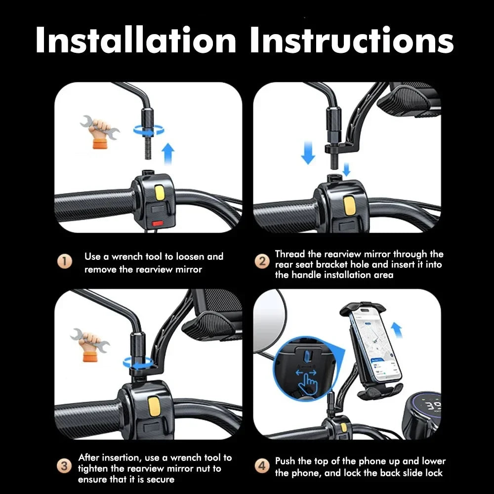 Anti-slip Shockproof Mount Stand Universal Adjustable Bicycle Phone Holder Motorcycle GPS Navigation Bracket For All Smartphones
