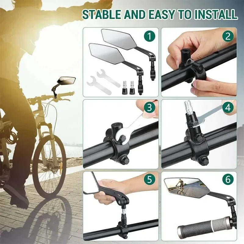 Rear View Mirror Reflector Adjustable Rotatable Handlebar Mirror Clear Rearview Electric Scooter Cycling Bicycle Accessory