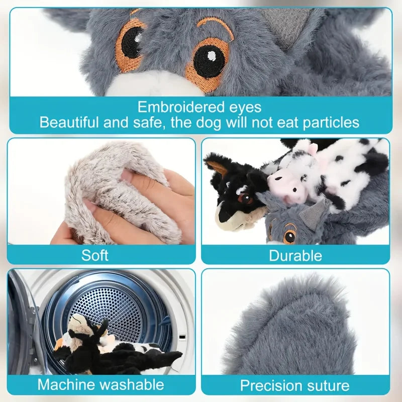 5/6pcs Magical Cute Animal-Shaped Pet Chew Squeaky Toys, Plush & Rope Interactive Dog Toys, Safe Durable Teething & Teeth Cleaning, Anxiety Relief Companion Toys for Small & Medium Dogs