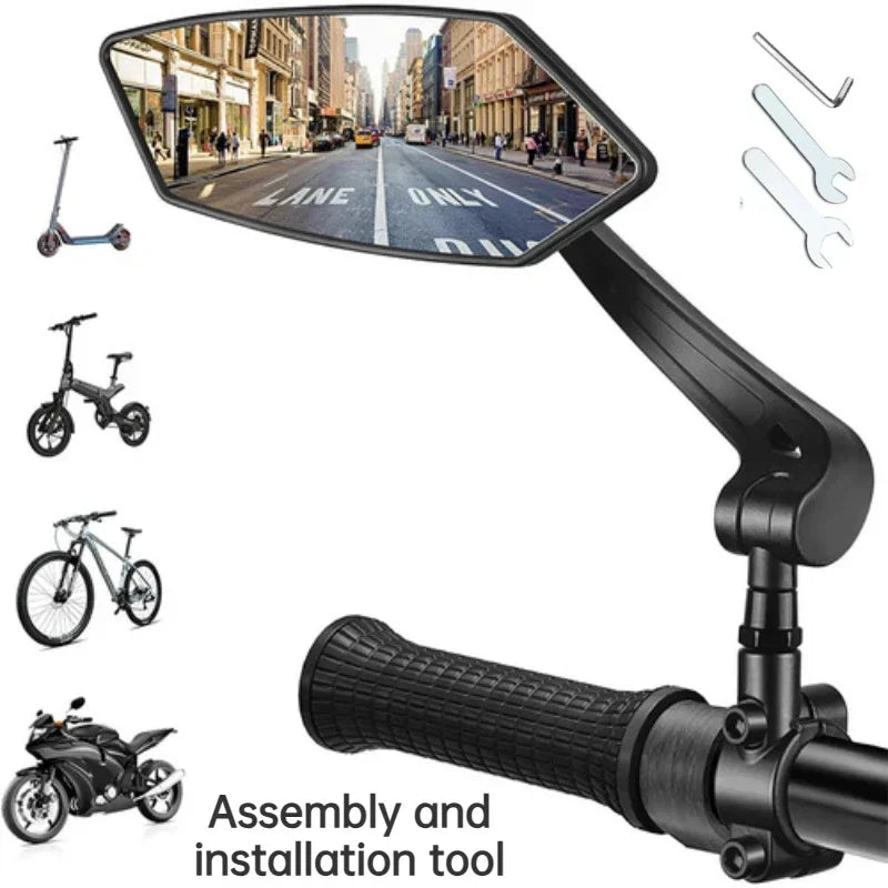 Rear View Mirror Reflector Adjustable Rotatable Handlebar Mirror Clear Rearview Electric Scooter Cycling Bicycle Accessory