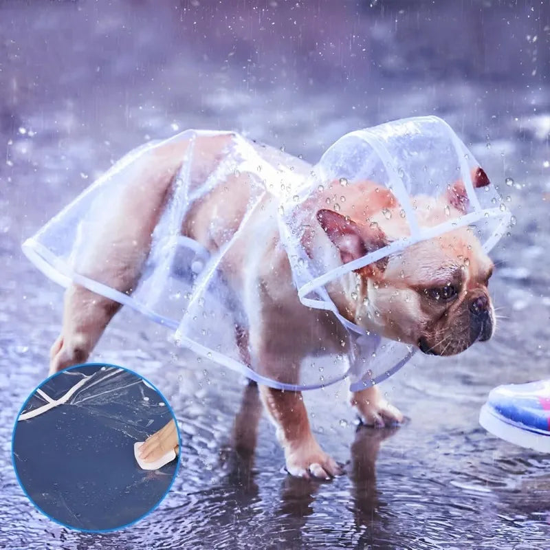 Clear Waterproof Dog Raincoat Small Medium Size Pet Poncho Jacket for Teddy Shiba Outdoor Walking Weather Protection