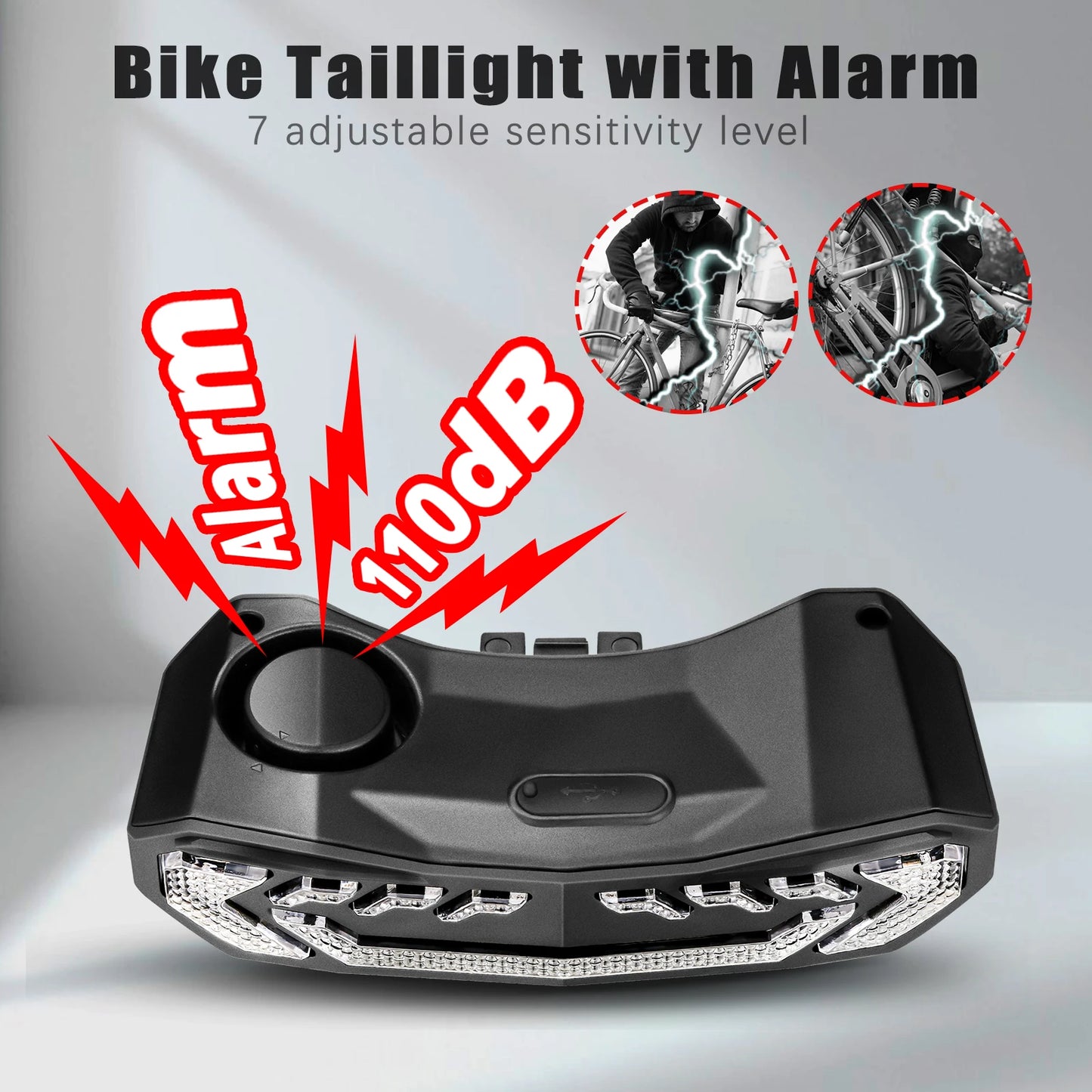Smart Bike Taillight Bike Anti Theft Alarm Horn With Remote Rechargeable Waterproof Bicycle Rear Lamp With Turn Signals