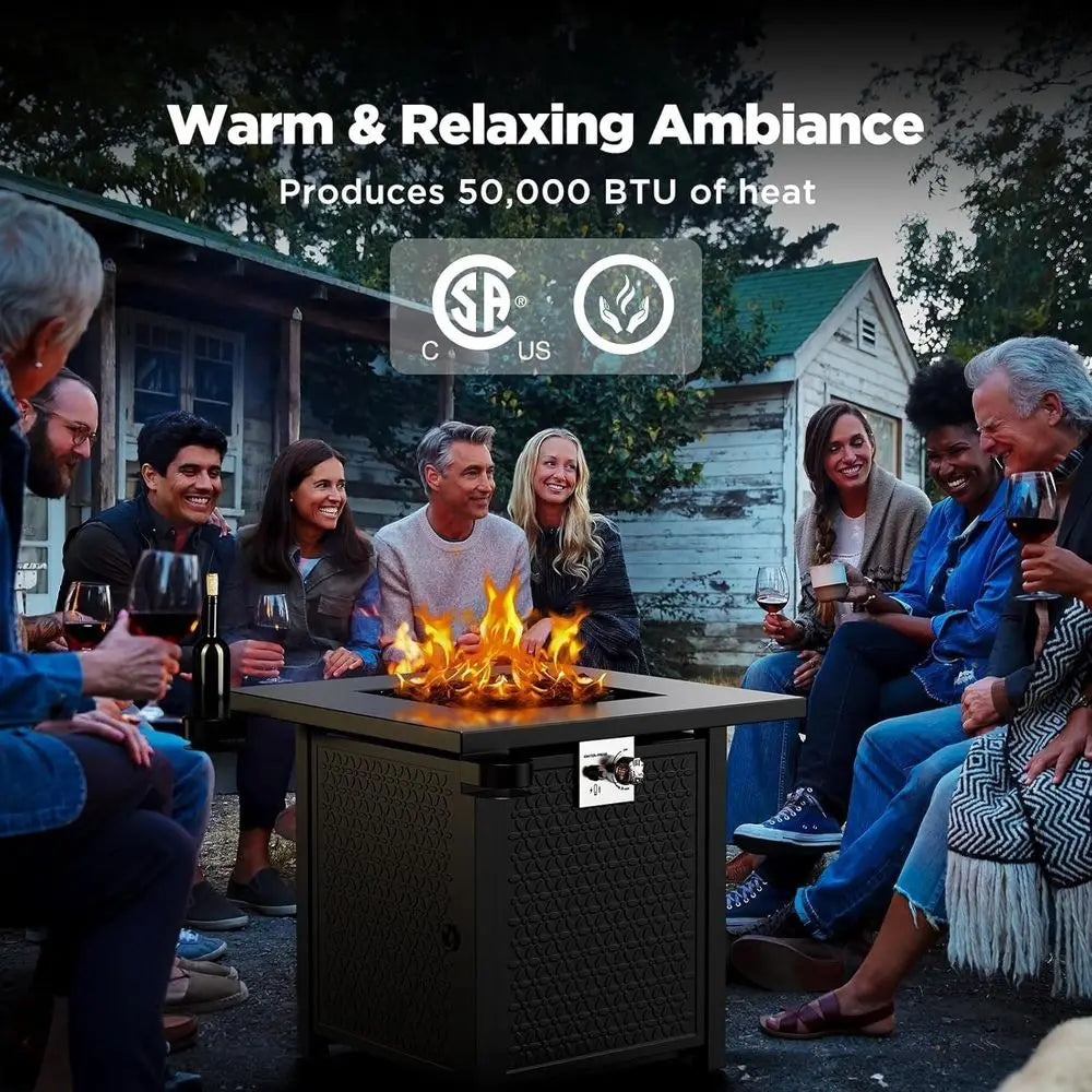 Propane Fire Pit Table 50,000 BTU Lava Rock Steel