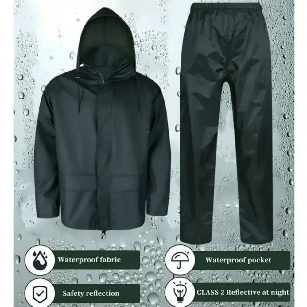 New Thickened Rain Suit For Men Women Waterproof Heavy Duty Rain Gear, Outdoor Work Fishing Jacket Trouser Raincoats For Fishin