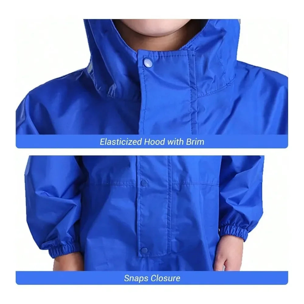 JiAmy Toddler One Piece Rain Suit Rain Poncho Waterproof Muddy Buddy Rain Jacket Full Body Raincoat
