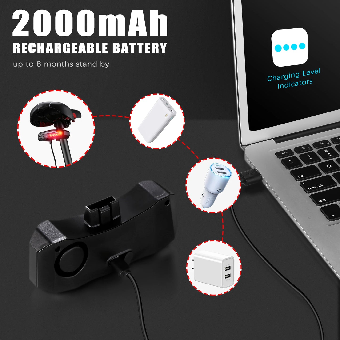 Smart Bike Taillight Bike Anti Theft Alarm Horn With Remote Rechargeable Waterproof Bicycle Rear Lamp With Turn Signals