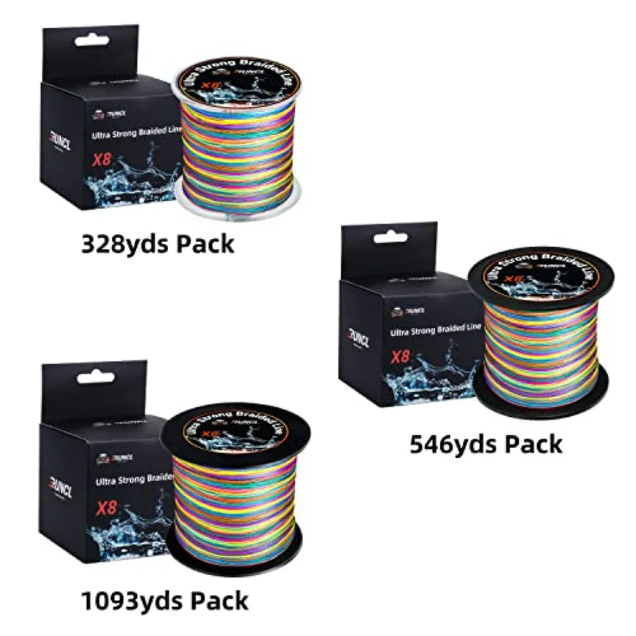 Braided Fishing Line, 8-Strand, High Visibility, Abrasion Resistant, 328 Yds