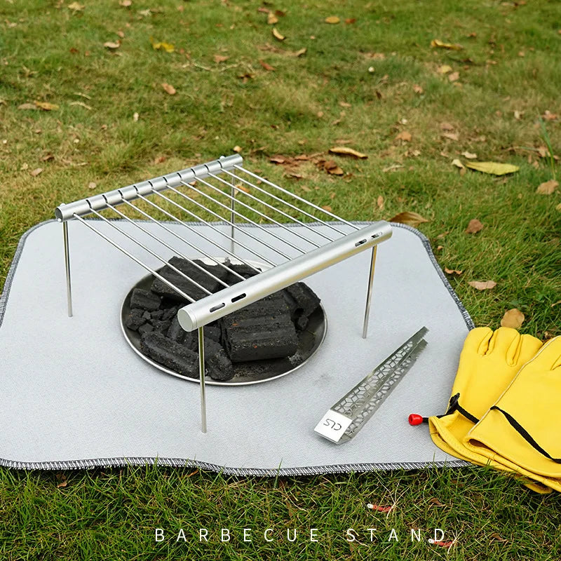 Portable Foldable Stainless Steel Camping Grill Rack Collapsible Outdoor Campfire Grill for Backpacking Hiking