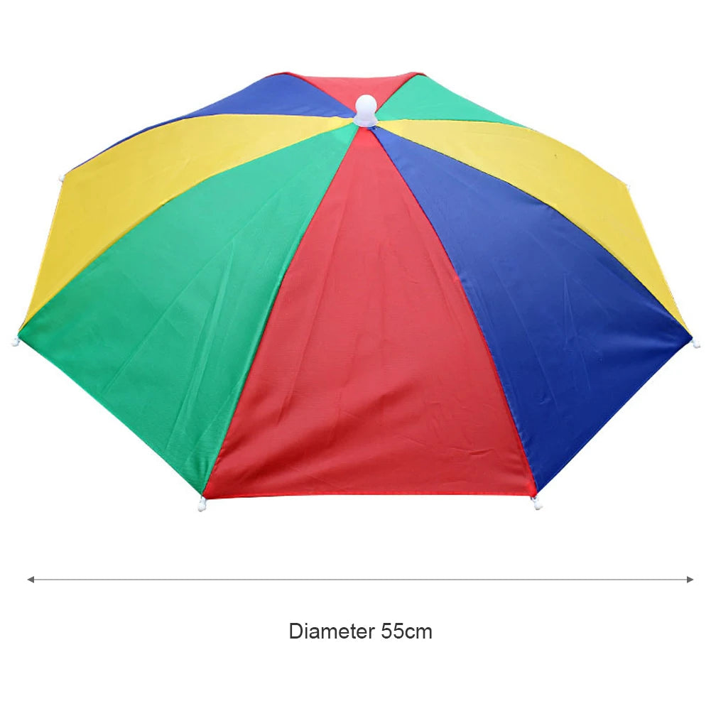 55/69/77/95cm Outdoor Fishing Caps Rain Umbrella Hat Foldable Fishing Sunshade Headwear Cap Waterproof Camping Beach Fishing Hat