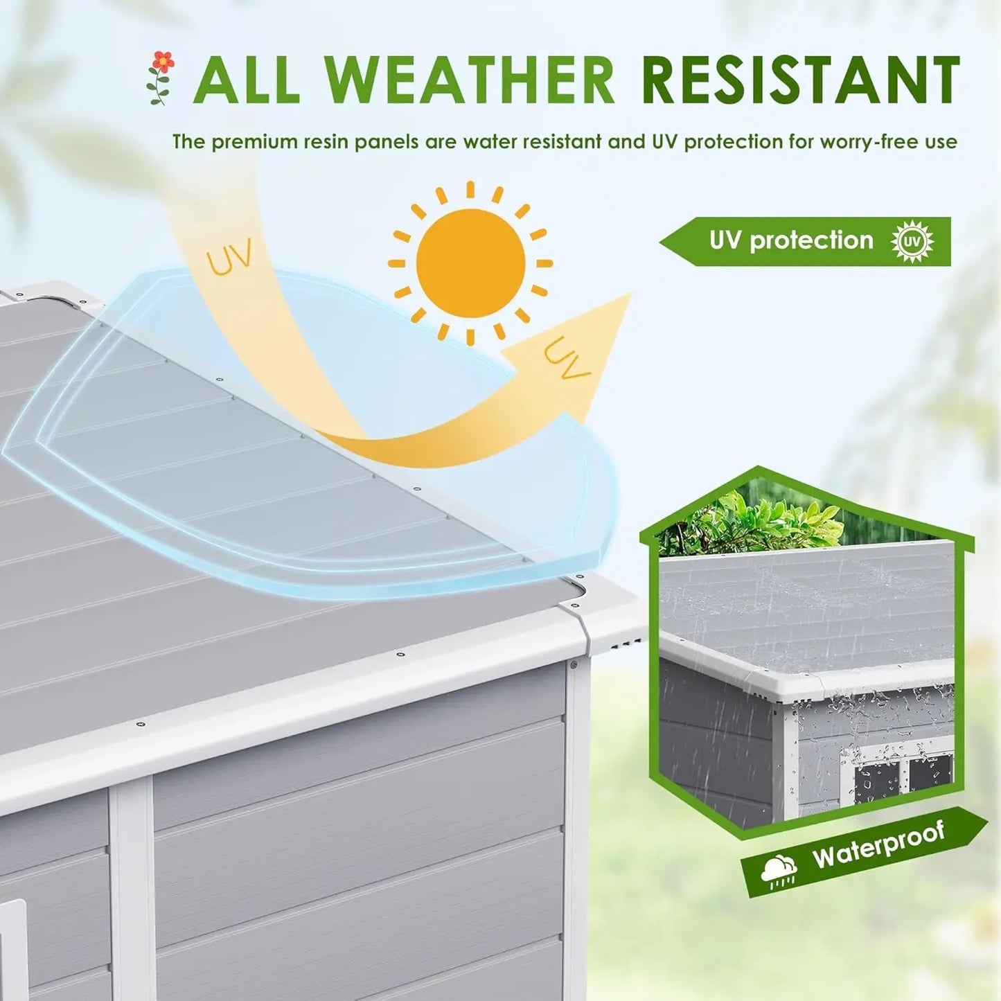 Outdoor Storage Shed, 5 x 4 FT Resin Shed with Floor and Lockable Door, Plastic Garden Tool Outside Sheds for Patio, Customized