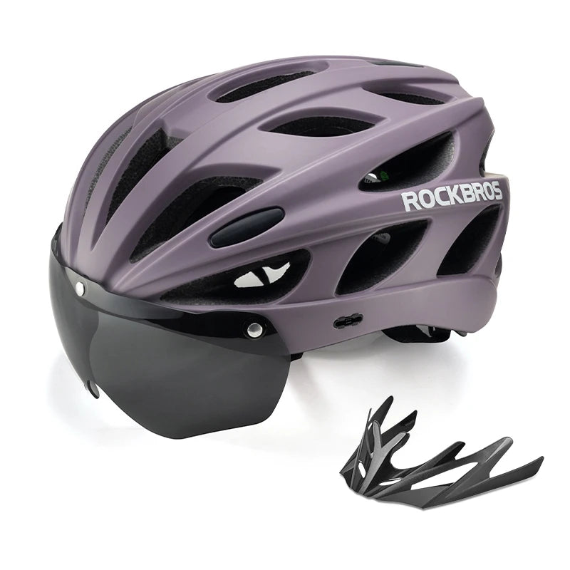 ROCKBROS Cycling Helmet High Strength Lightweight Breathable Helmet With Goggles Safety Head Protection Men MTB Road Bike Helmet