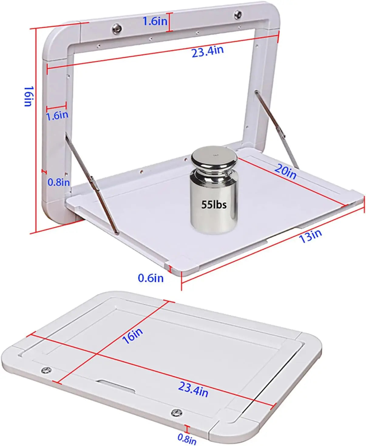 Foldable Aluminum Wall Mounted Picnic Table 31.5" x 17.7", Lockable Design for RV, Trailer, Camper, RV and Other Outdoor Uses.