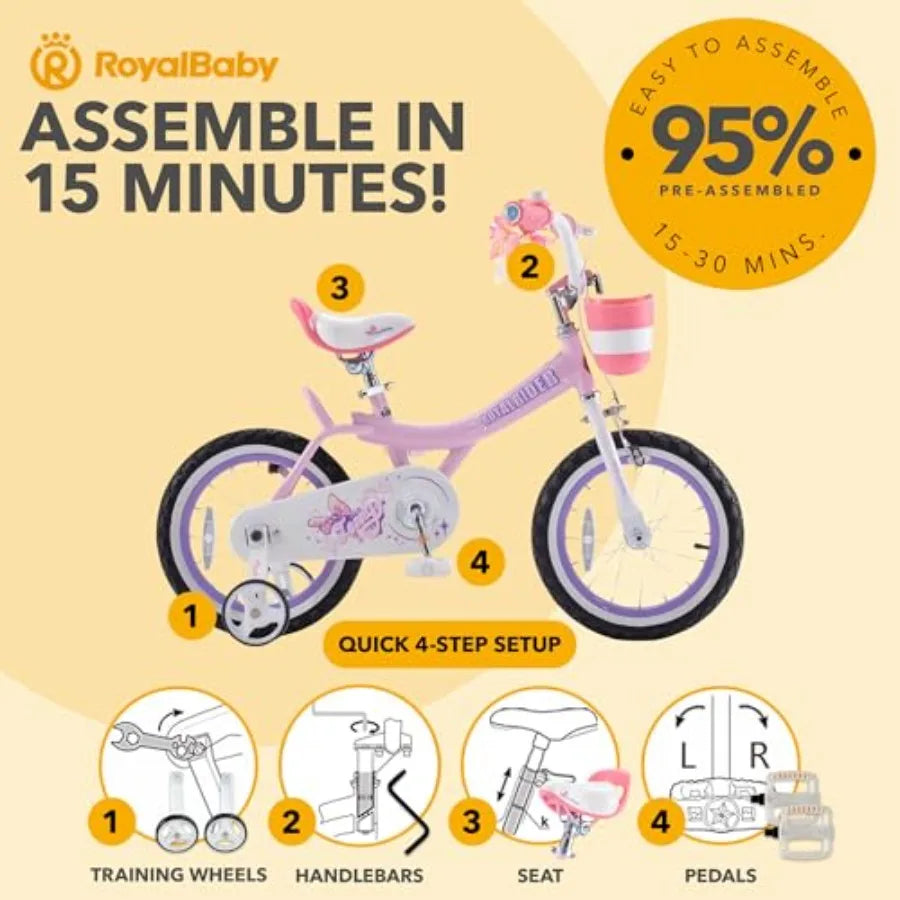 OLOEY Princess Girls Bike With Basket For Young Riders