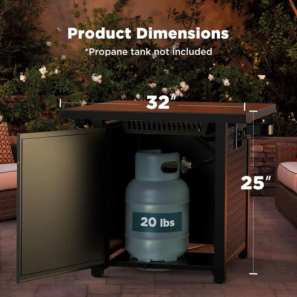 Propane Fire Pit Table 50,000 BTU Lava Rock Steel