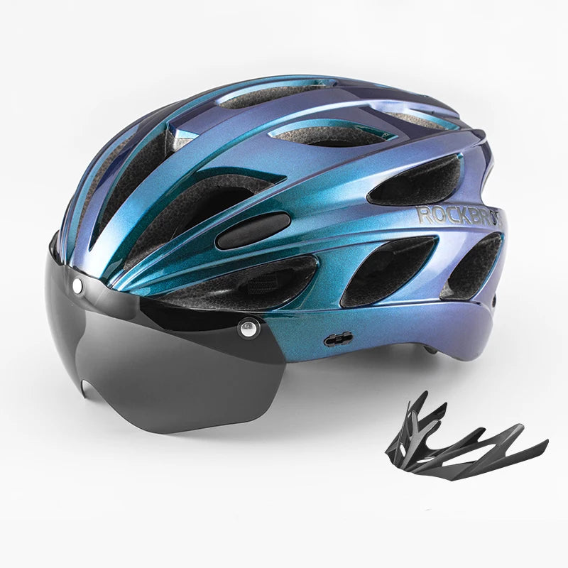 ROCKBROS Cycling Helmet High Strength Lightweight Breathable Helmet With Goggles Safety Head Protection Men MTB Road Bike Helmet