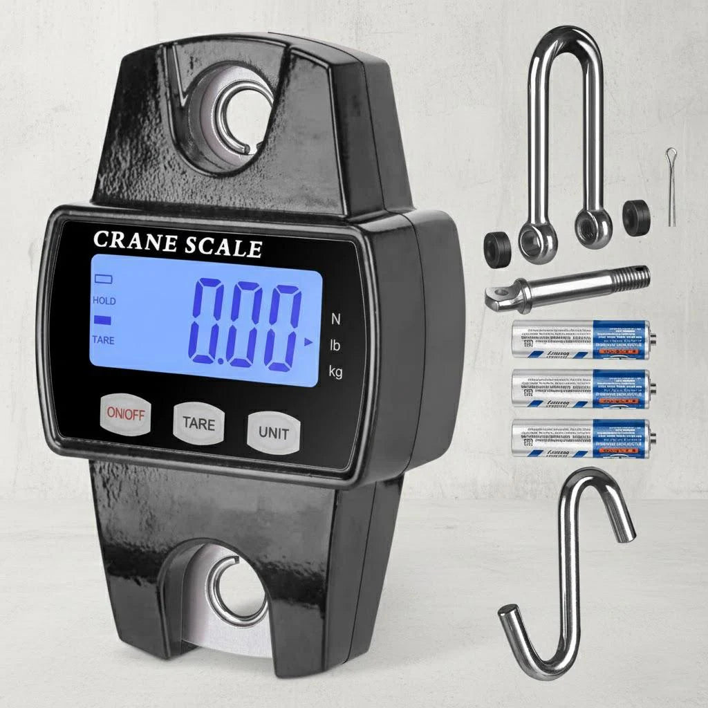 660lb Digital Hanging Scale with Cast Aluminum Case Handheld 300Kg Mini Crane Scale with Hooks for Farm Hunting Fishing Outdoor