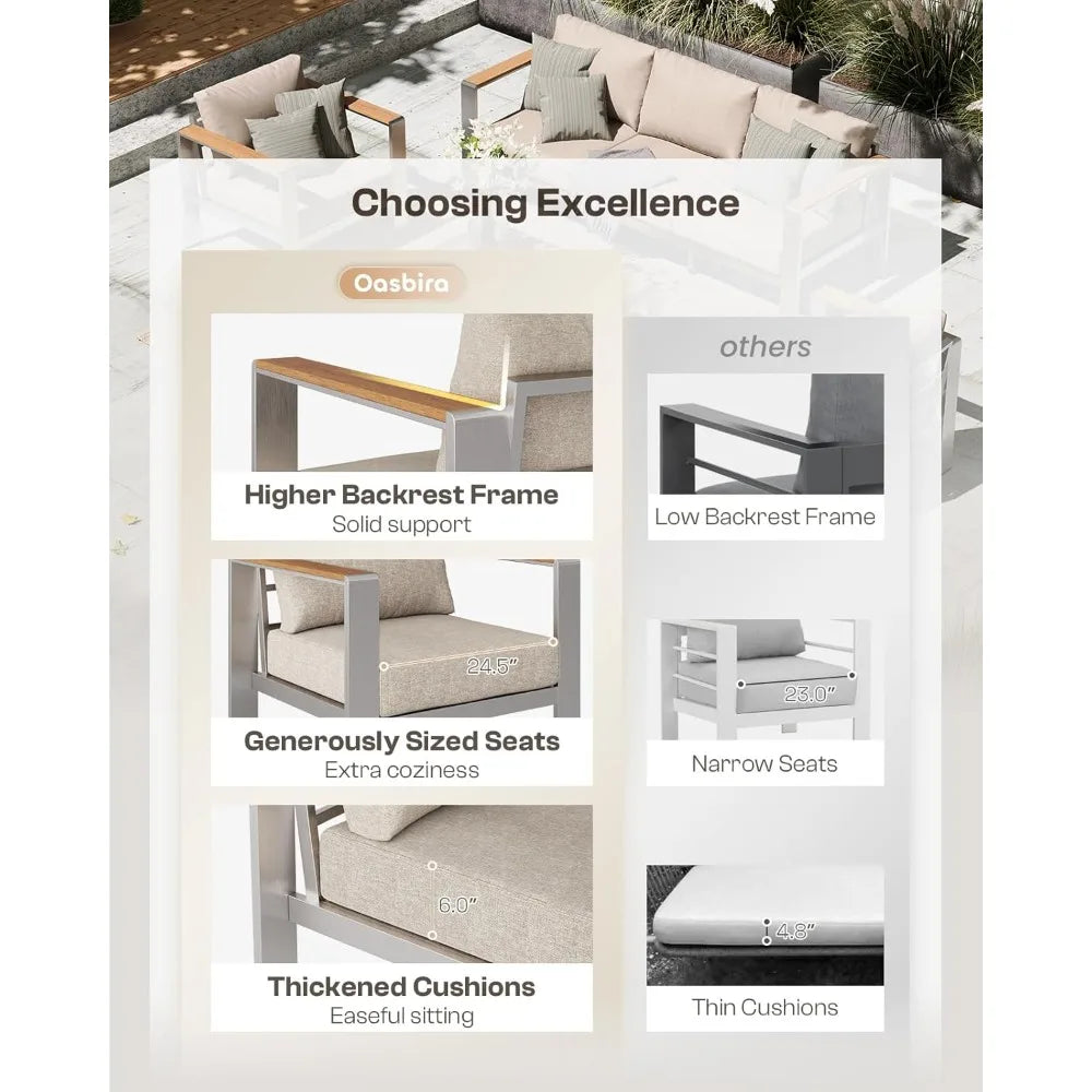 Aluminum Outdoor Patio Furniture Loveseat, All-Weather Outdoor Patio Sofa with Washable Thick Cushion, Patio Sofa, Customized