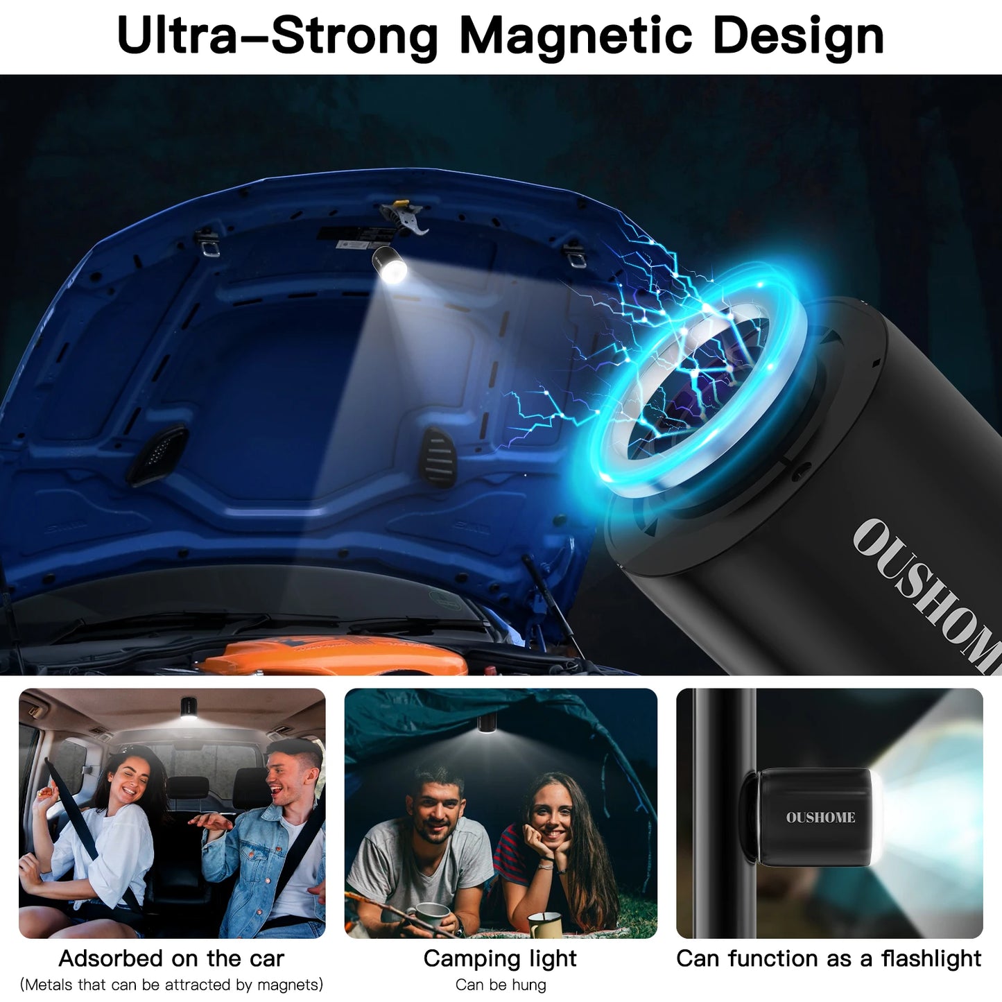 Portable Air Pump for Inflatables, Ultra-Mini Air Pump with Camping Light, USB Rechargeable Air Pump with Magnetic Design for Sl