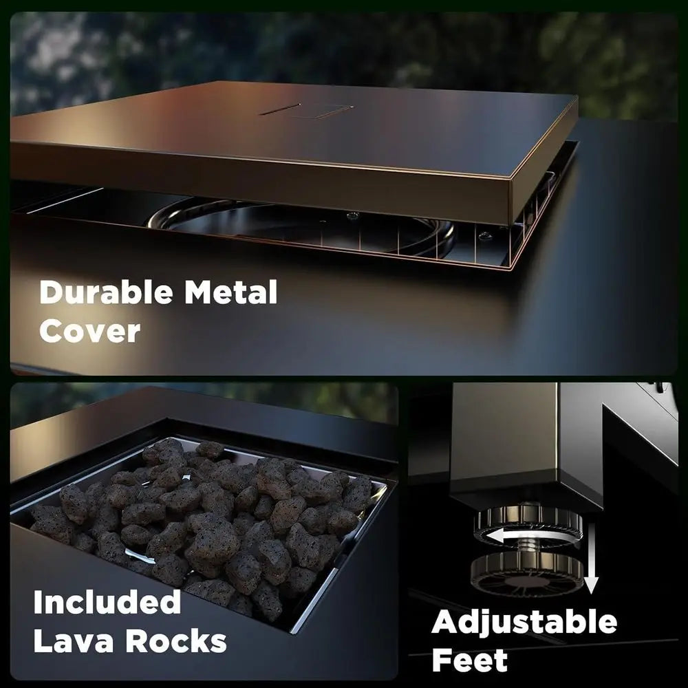 Propane Fire Pit Table 50,000 BTU Lava Rock Steel