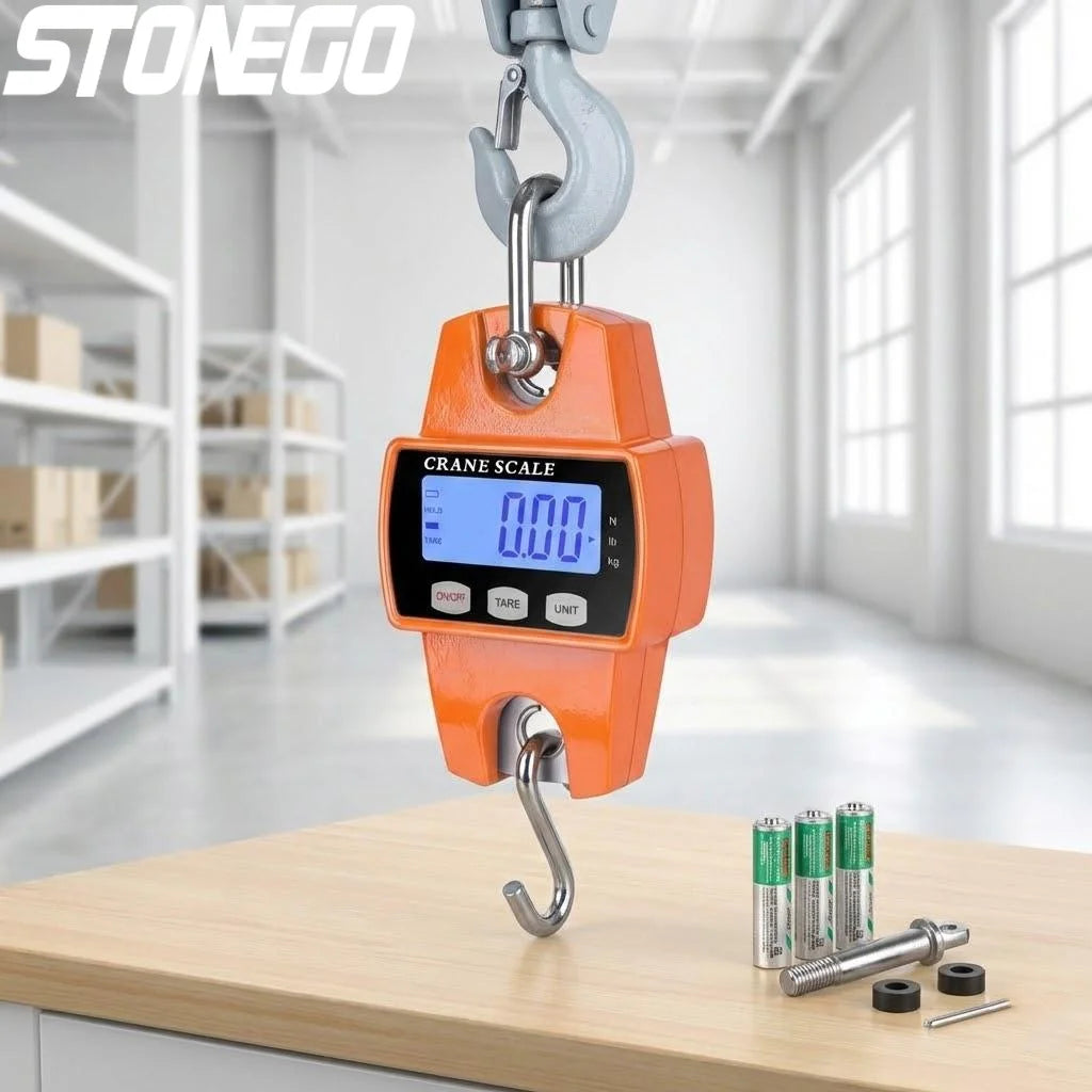 660lb Digital Hanging Scale with Cast Aluminum Case Handheld 300Kg Mini Crane Scale with Hooks for Farm Hunting Fishing Outdoor
