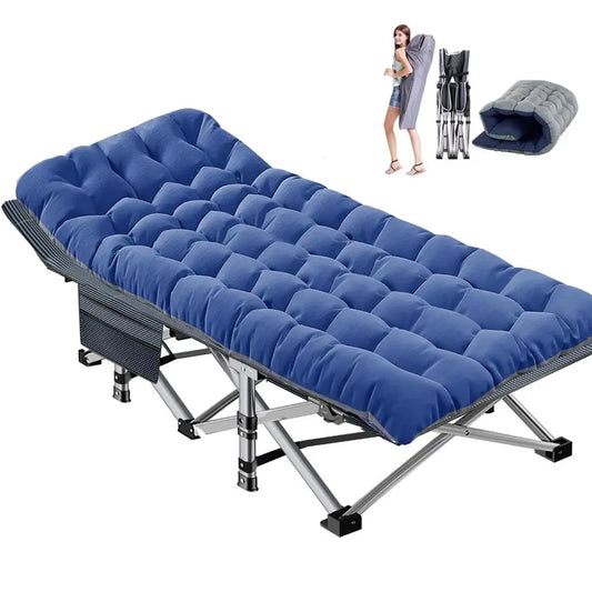 Oversized XXL Folding Camping Cot with Mattress, Heavy Duty Sleeping Cot Bed Portable Adults Outdoor Bed with Carry Bag, Travel