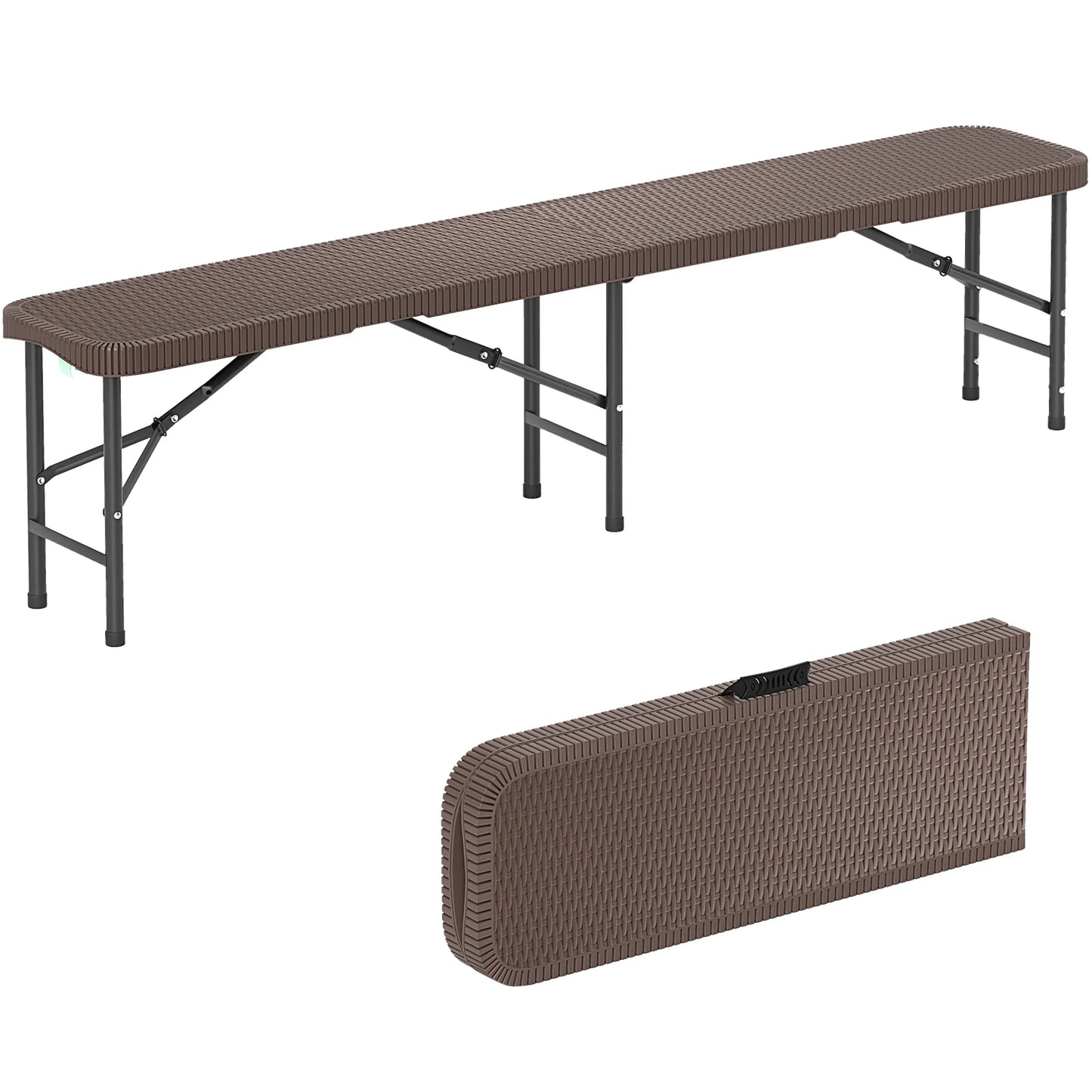 6 ft Plastic Folding Bench w/1320 LBS Capacity Handle & Lock For Outdoor Camping