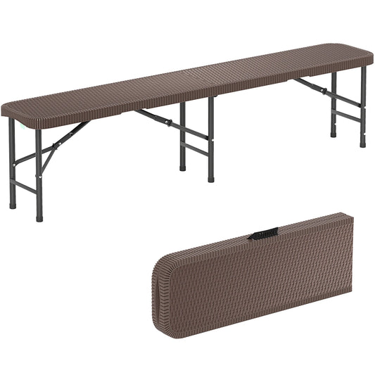 6 ft Plastic Folding Bench w/1320 LBS Capacity Handle & Lock For Outdoor Camping