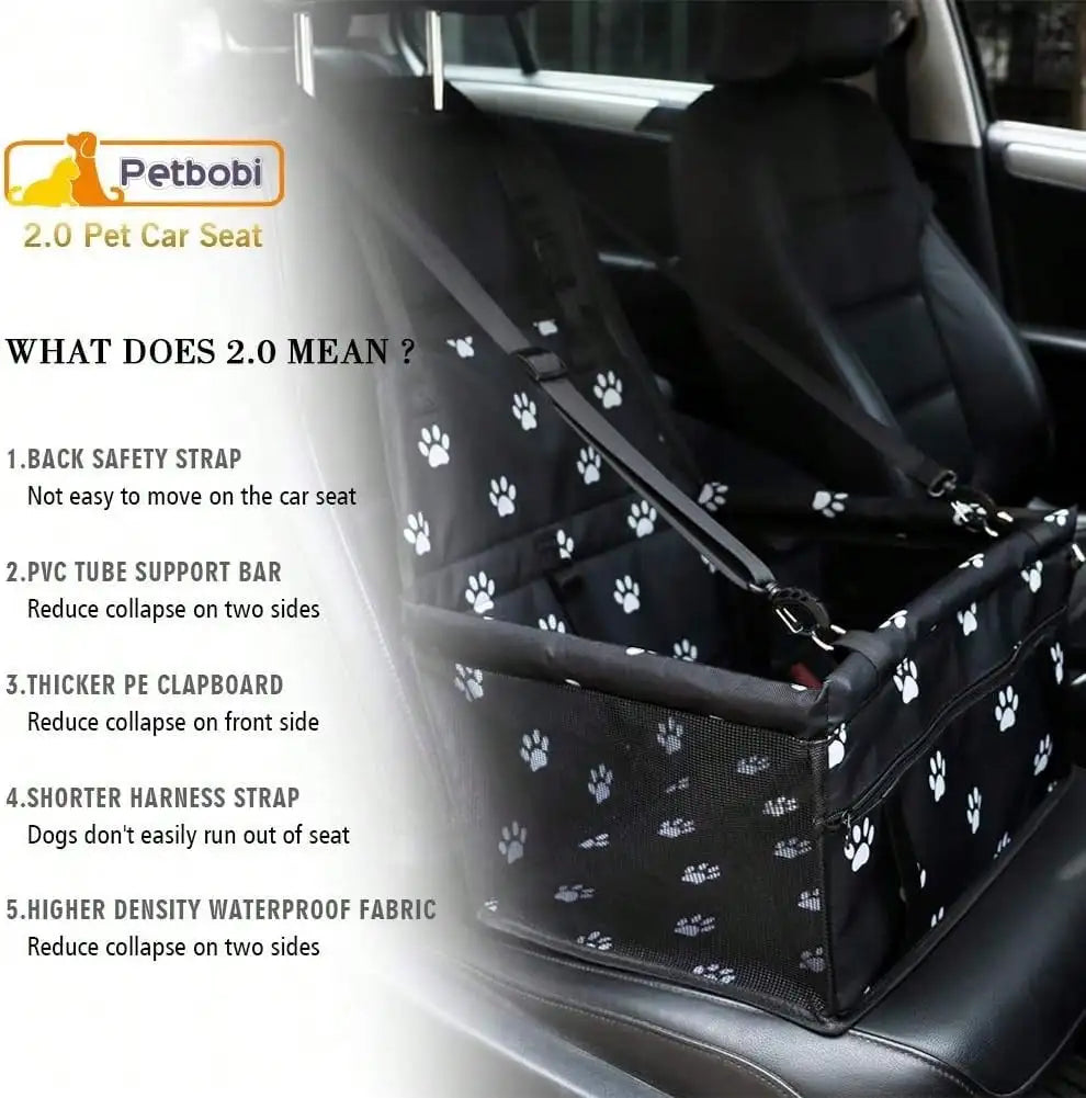 Foldable Dog Car Booster Seat Waterproof Oxford Breathable Travel Carrier for Small Medium Dogs