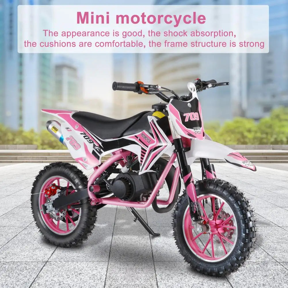 49cc 2-Stroke Kids Dirt Bike - Gas Powered Motocross Mini Motorcycle with Front and Rear Disc Brakes, Off-Road Pocket Motorbike