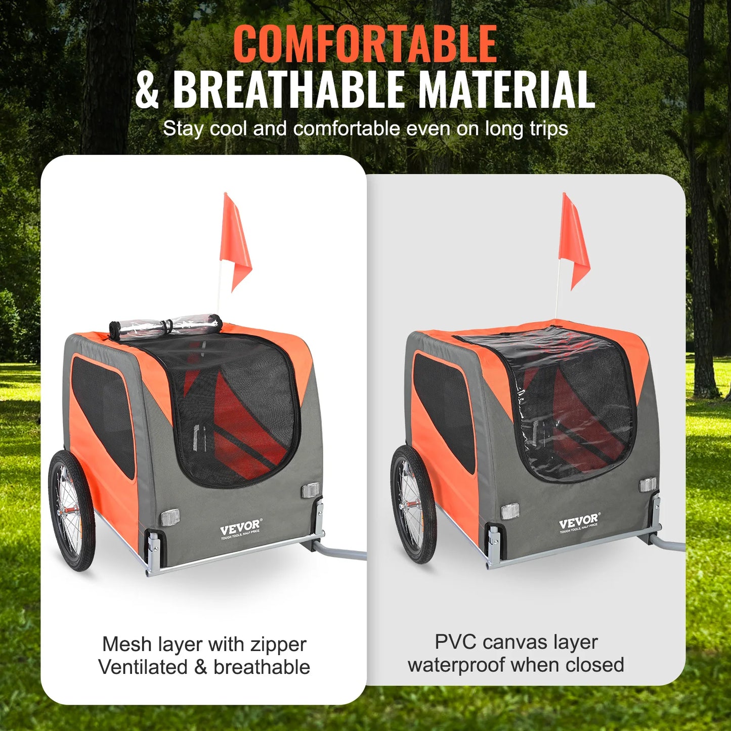 SucceBuy 66 lbs Pet Cart Bicycle Carrier Dog Bike Trailer with Folding Frame,Wheels Coupler Reflectors Flag for Dogs Accessories