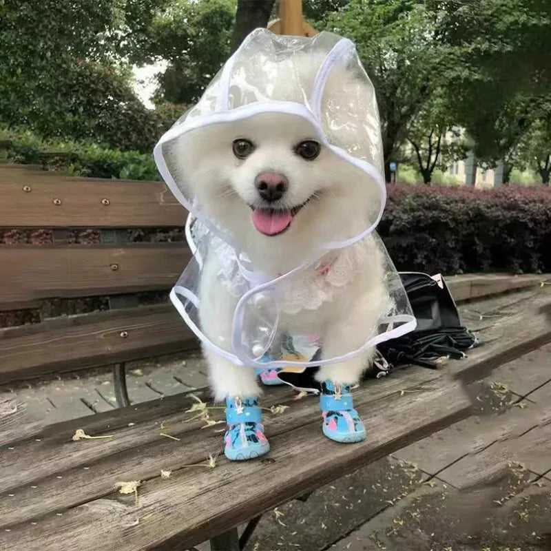 Clear Waterproof Dog Raincoat Small Medium Size Pet Poncho Jacket for Teddy Shiba Outdoor Walking Weather Protection