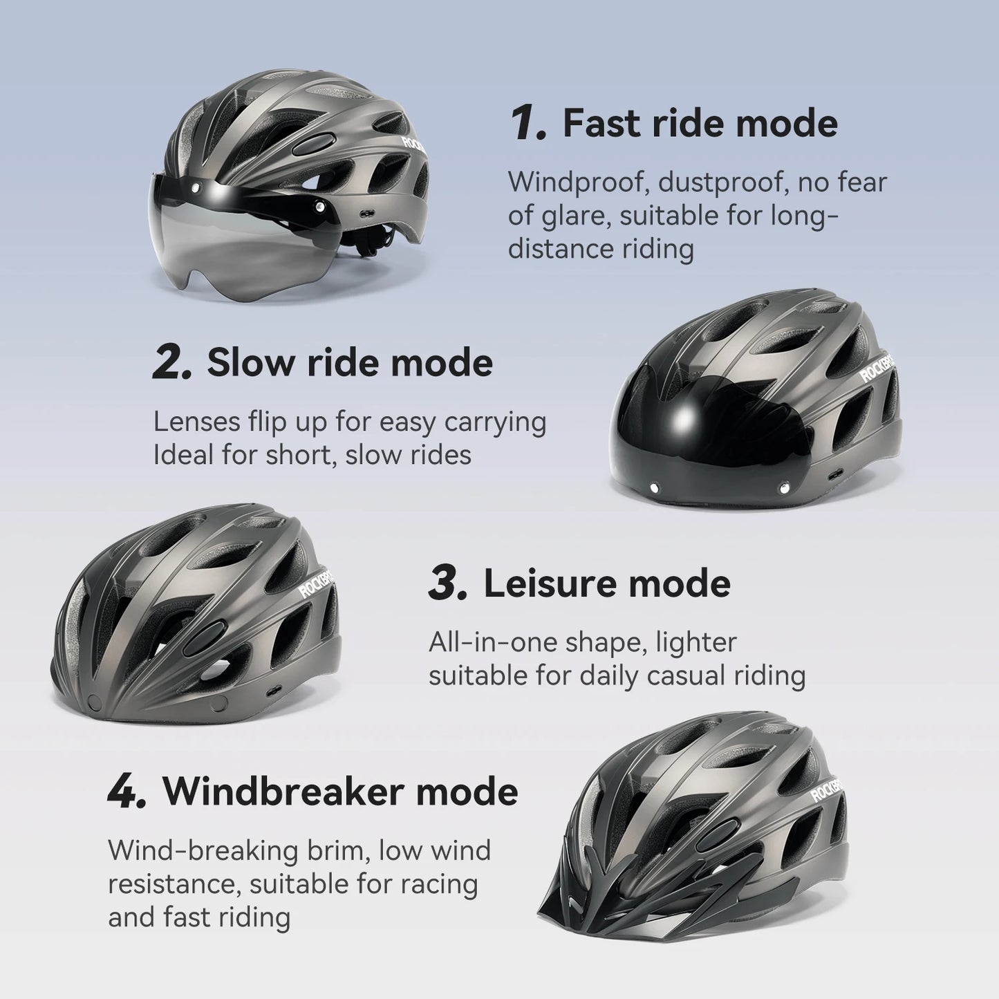 ROCKBROS Cycling Helmet High Strength Lightweight Breathable Helmet With Goggles Safety Head Protection Men MTB Road Bike Helmet