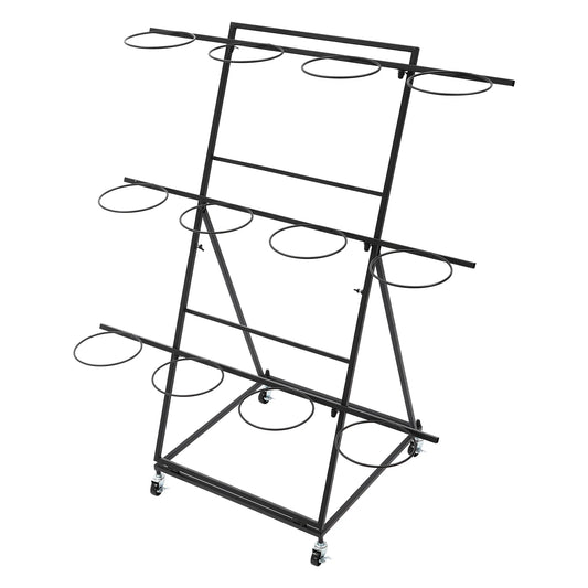 50*50*105cm Flower Display Iron Stand 3 tier Flower Holder Flower Display Stand with 12 Pieces Buckets Black