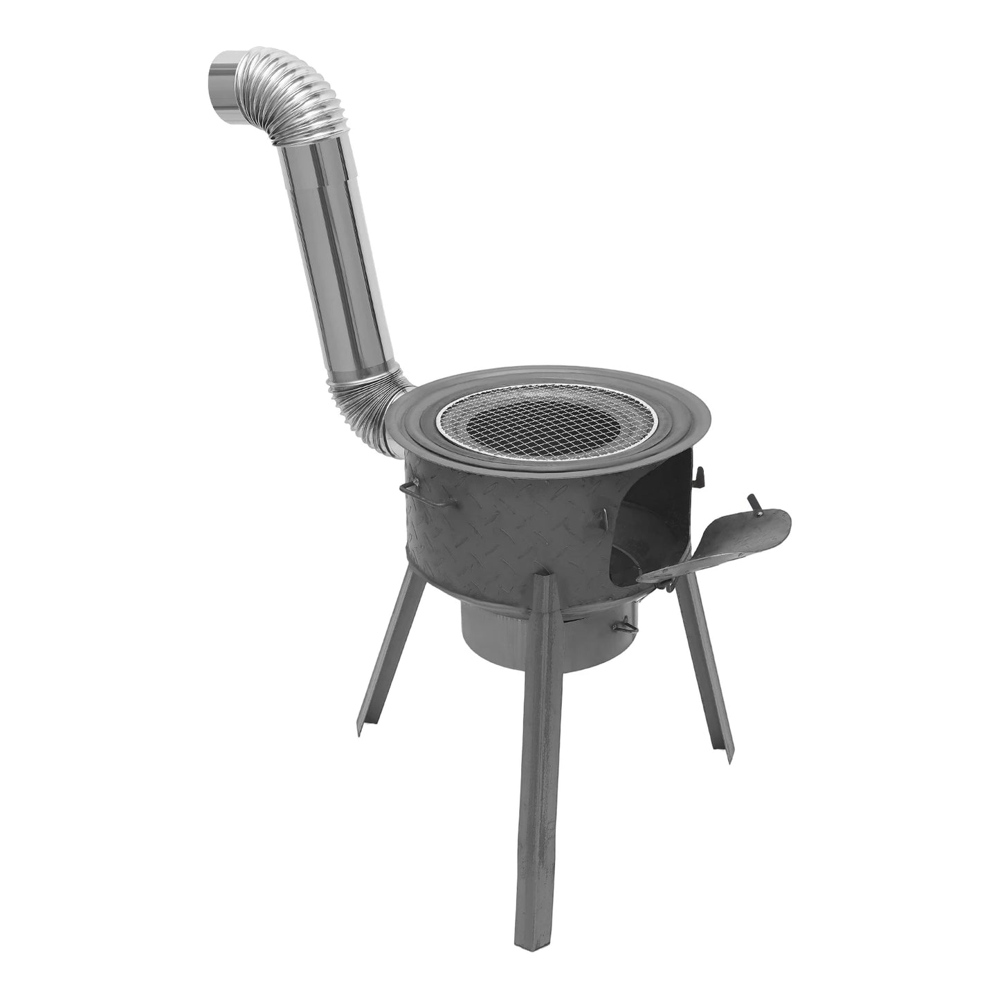 16.9 Inch Portable Wood Burning Stove with 3 Wok Rings, Portable & Detachable Design with Chimney for Yard Camping Garden BBQ