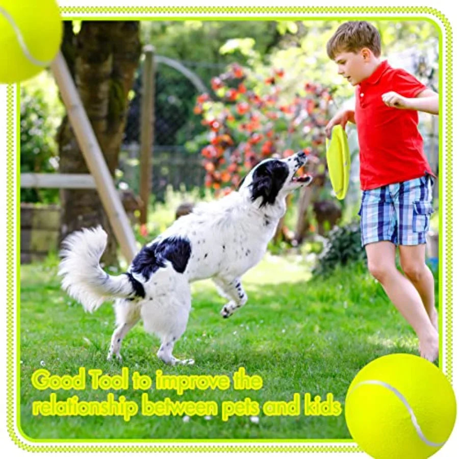 6 Pieces Large Giant Tennis Ball for Dogs 9.5'' Inflatable Large Dog Toy Balls for Indoor Outdoor Training Playing Sports Fluor