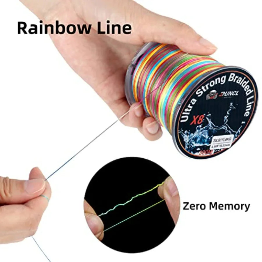 Braided Fishing Line, 8-Strand, High Visibility, Abrasion Resistant, 328 Yds