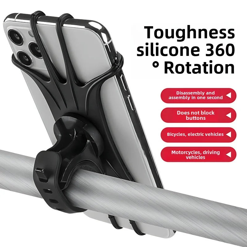 360 Rotating Silicone Bike Phone Holder, Shockproof Universal Mount for Bicycle Motorcycle Handlebar. 13 * 6 * 5
