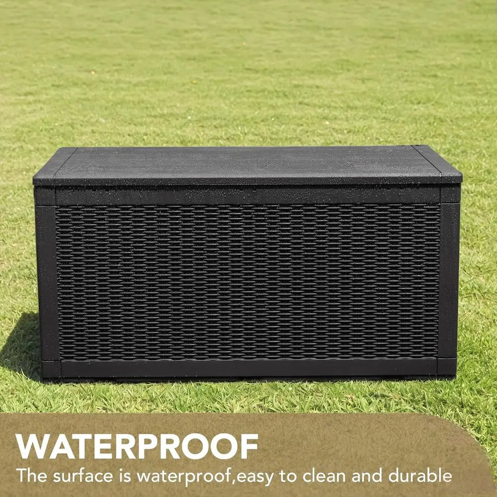 100 Gallon Waterproo Large Resin Deck Box Indoor Outdoor Lockable Storage Container or Patio urniture Cushions Garden Tools (100