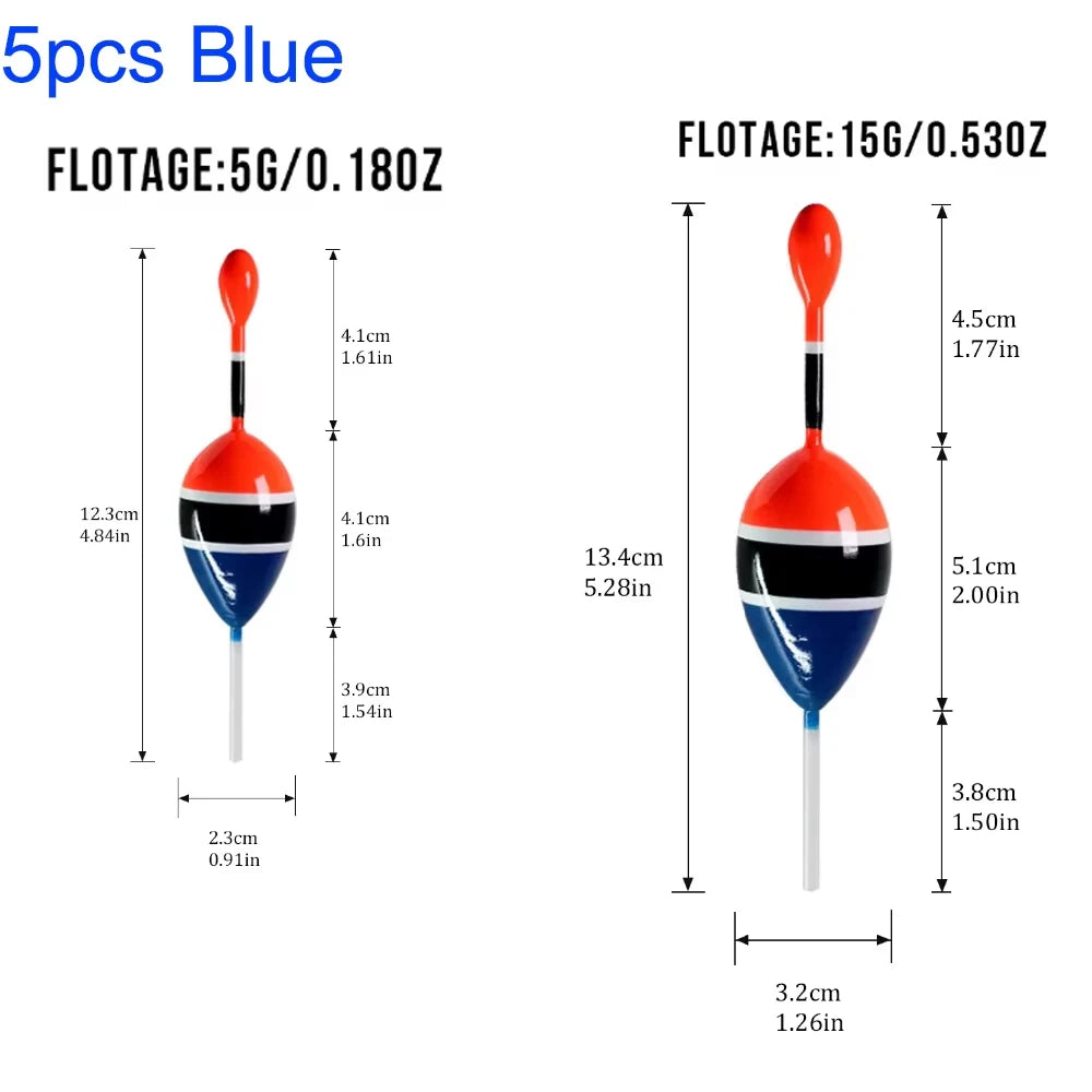 5pcs Fishing Float Slip Bobbers Balsa Wood Fishing Buoys 5g 15g Floatage Freshwater Sea Fishing Floats Bobber For Carp