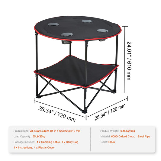 SucceBuy Folding Camping Table Outdoor Side Tables Lightweight Fold Up Table 600D Oxford Fabric & Steel Ultra Compact Work Table