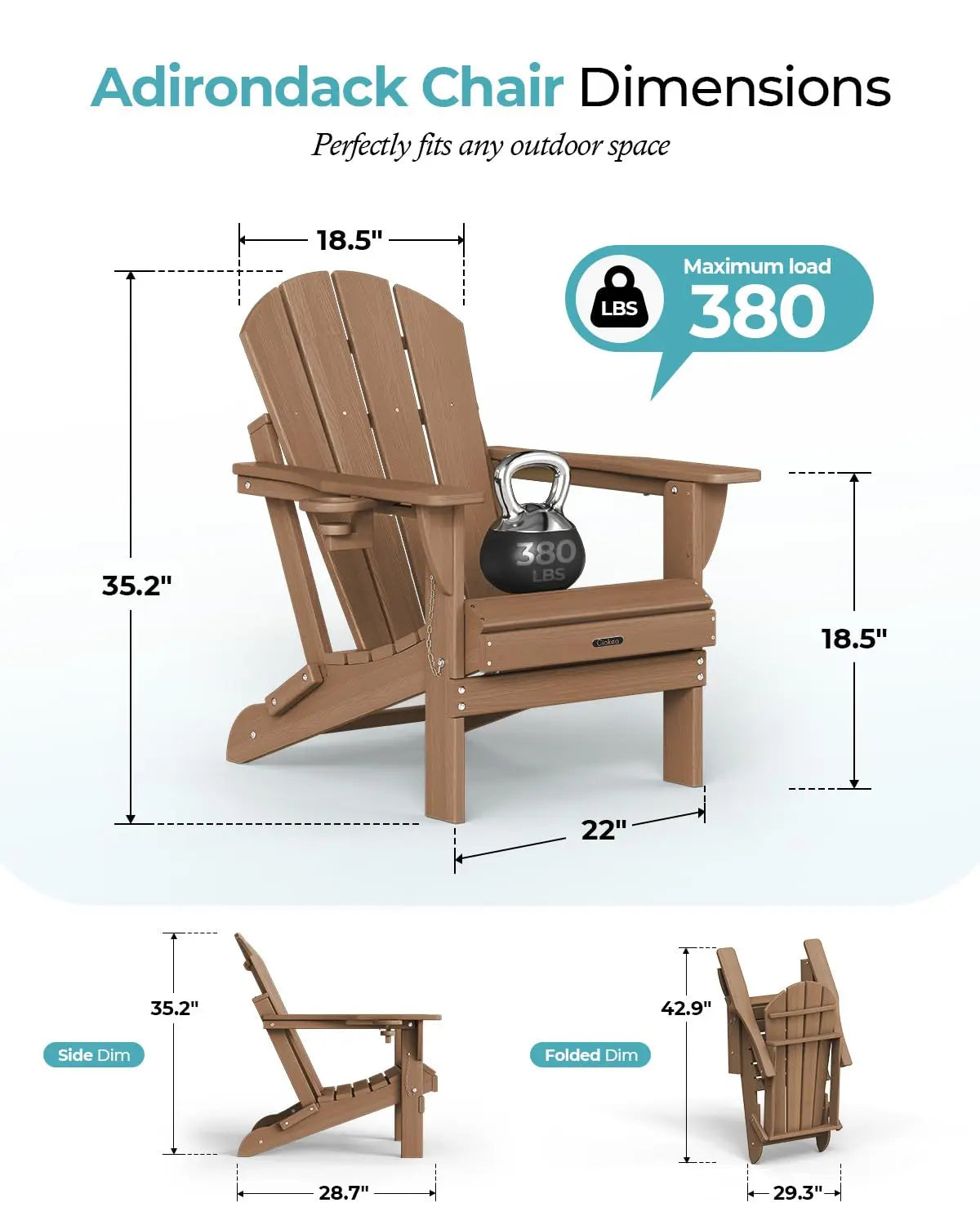 Weather Resistant Folding Adirondack Chair 4 Pack Plastic Fire Pit Lawn Chair with Cup Holder for Outdoor Patio, Custom