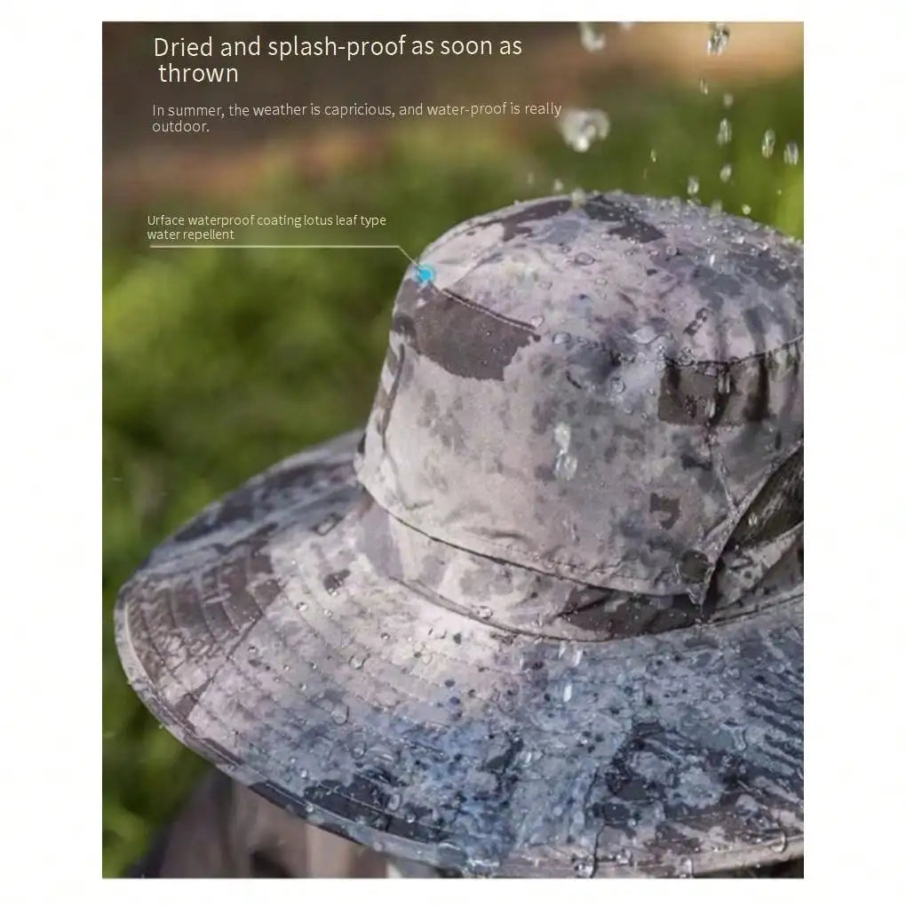 Men's Solar-Powered Cooling Fishing Hat with Fan UV Protection Wide Brim Adjustable Breathable Sun Hat for Outdoor Activities